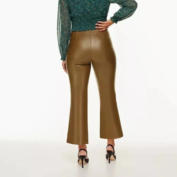 Aritzia Wilfred Adele Pant Flared Wide Leg Vegan Faux Leather Trouser High Rise - Picture 16 of 16